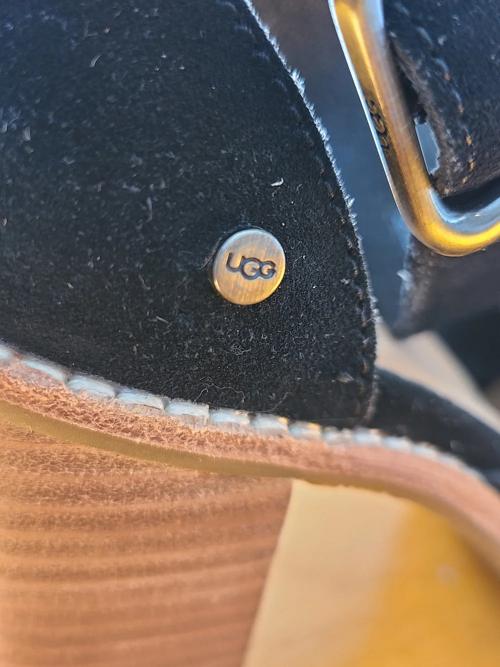 UGG Aja Black Suede Ankle Strap Heels - Picture 14 of 14